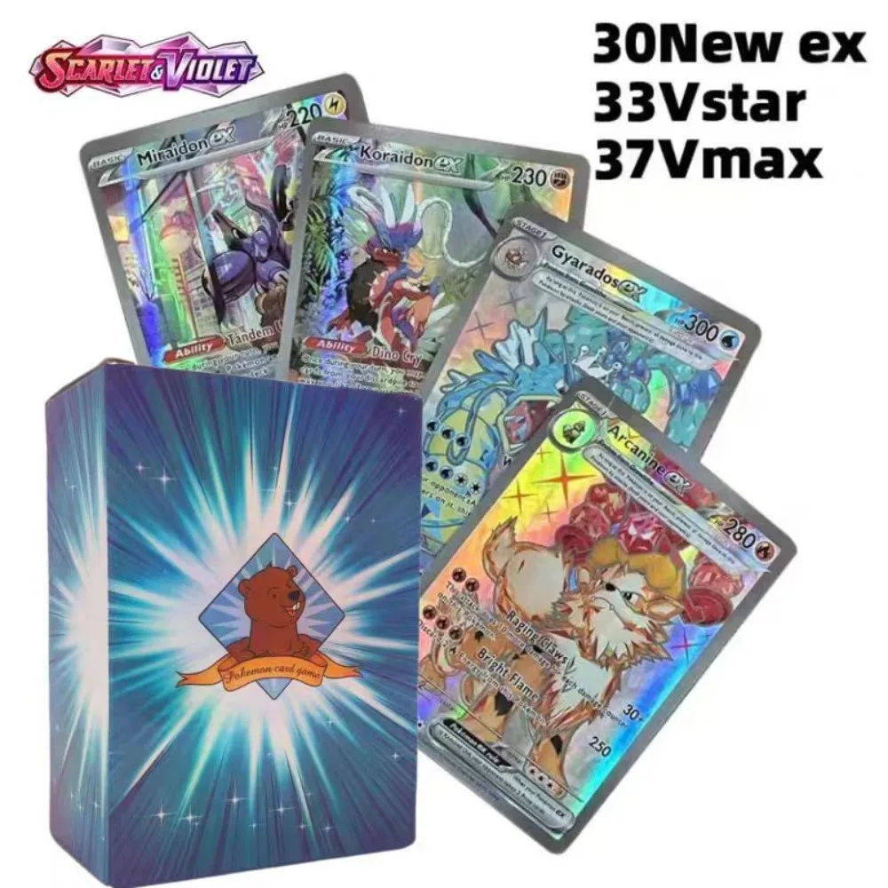 Cartas de Pokémon escarlata y violeta, tarjetas Flash completas, colección de juegos, 100Ex, 33, Vstar 2023, Vmax, Koraidon, Miraidon Battle, 100,