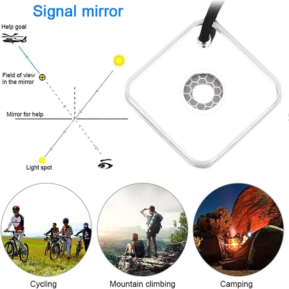 Survival Signal Mirror Sunlight Reflector for Hiking Camping Emergencies First Aid image 4