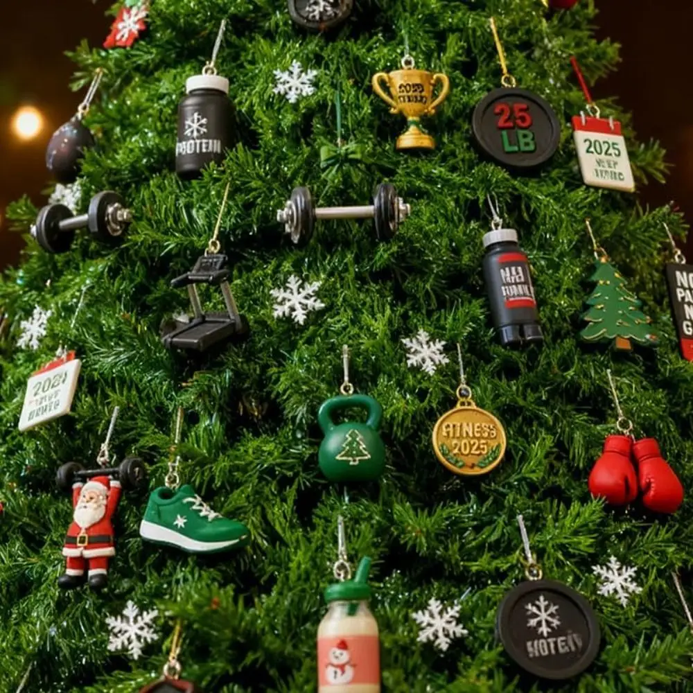 

2D Acrylic Design Gym Advents Calendar Christmas Tree Ornament Hanging Pendant Fitness Equipment Calendar