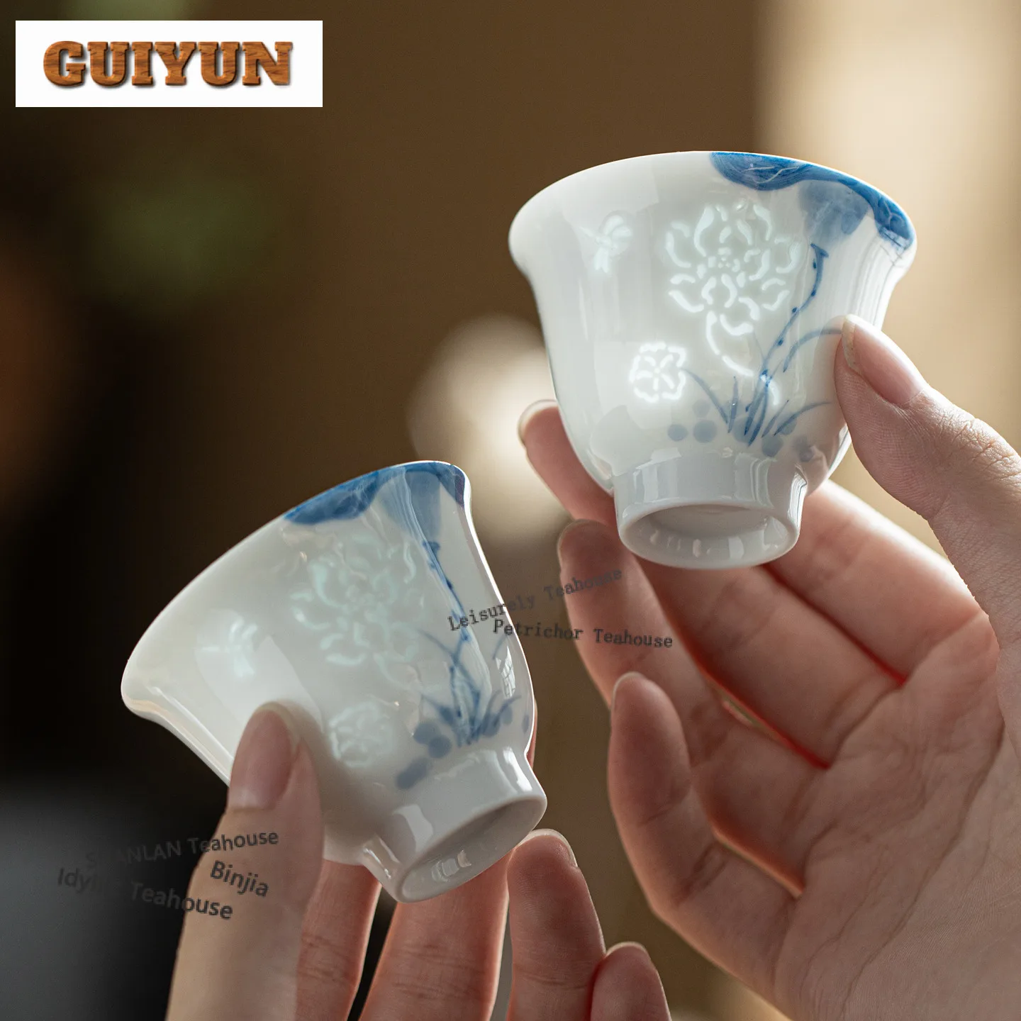 

2pc/lot Hand-painted Flower Hollow Out Teacup Ancient Tea Bowl Cup For Tea Tea-tasting Personal Cup Jianzhan Master Cups Craft