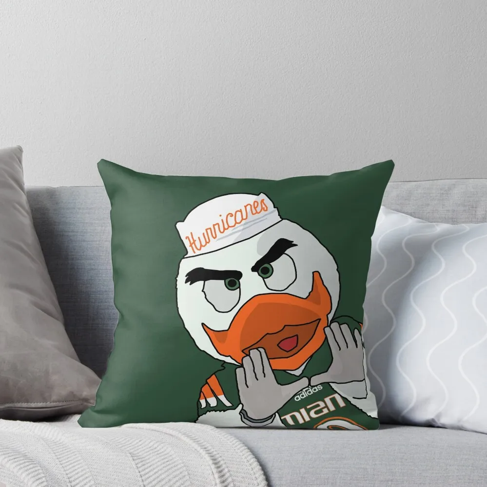 

University of Miami - Sebastian the Ibis Throw Pillow Throw Pillow Covers Decorative Cushion Cover Pillow