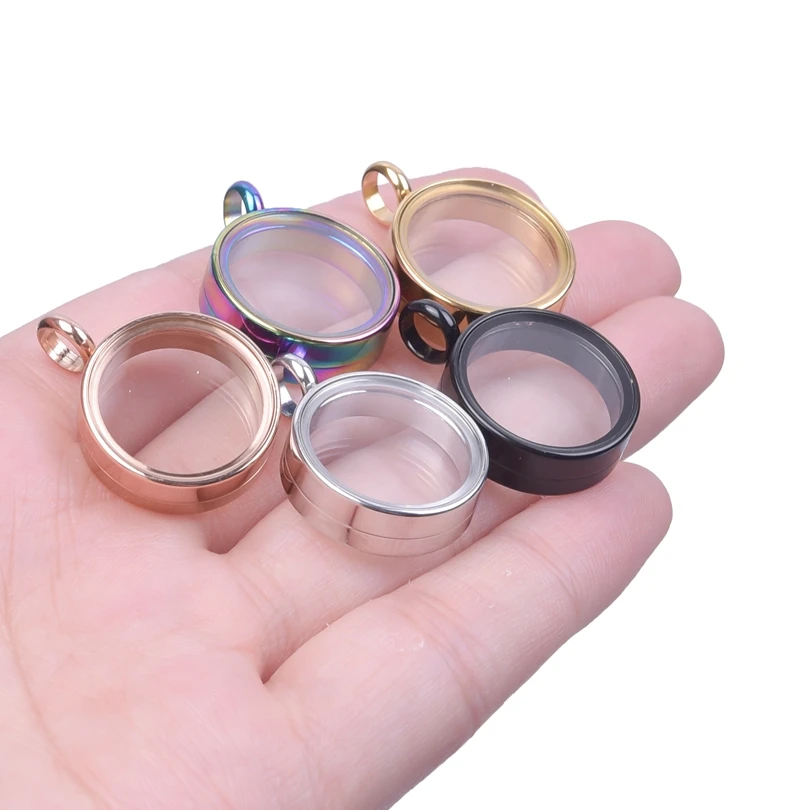 1Pc Mini Inner Size 10/15/20mm Glass Floating Ashes Urn Locket Pendant Diy Stainless Steel Round Memory Relicario кулон Jewelry