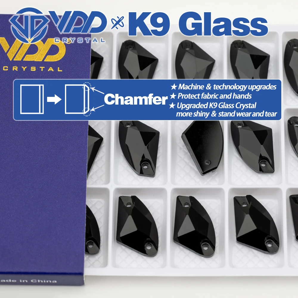 VDD S102 Jet Galactic AAAAA Top-Qualität K9-Glas aufnähbare Strasssteine, flache Kristallsteine zum Aufnähen für Kleidungsdekorationen – Detail 2