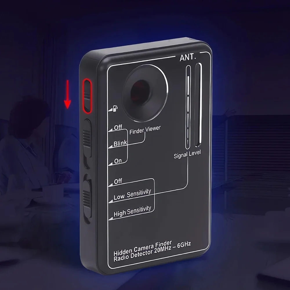 

Усовершенствованное устройство для защиты конфиденциальности GL-i222, детектор скрытых камер и RF-сигналов 20 МГц-6 ГГц с виброоповещением