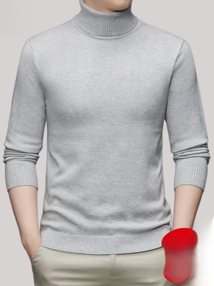 Eordos Men's High Collar 00 Pure Wool Sweater Casual Versatile Knitwear Base Layer Comfortable Warm Breathable Elastic