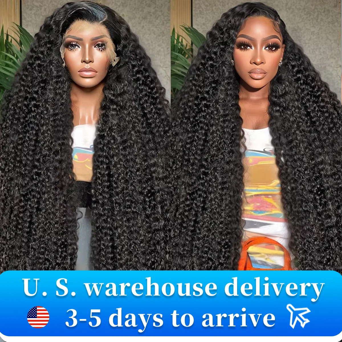 180 Density HD 13X6 Deep Water Wave Curly Human Hair Transparent Lace Frontal Wig 30 34 Inch 13X4 Lace Front Human Hair Wigs