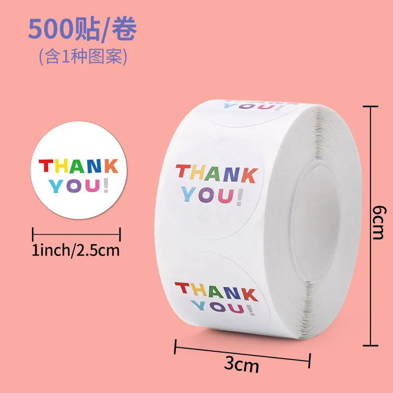

500Pcs 1Inch Rainbow Thank You Stickers Round Labels for Baking Wedding Decor Birthday Party Gift Sealing Sticker