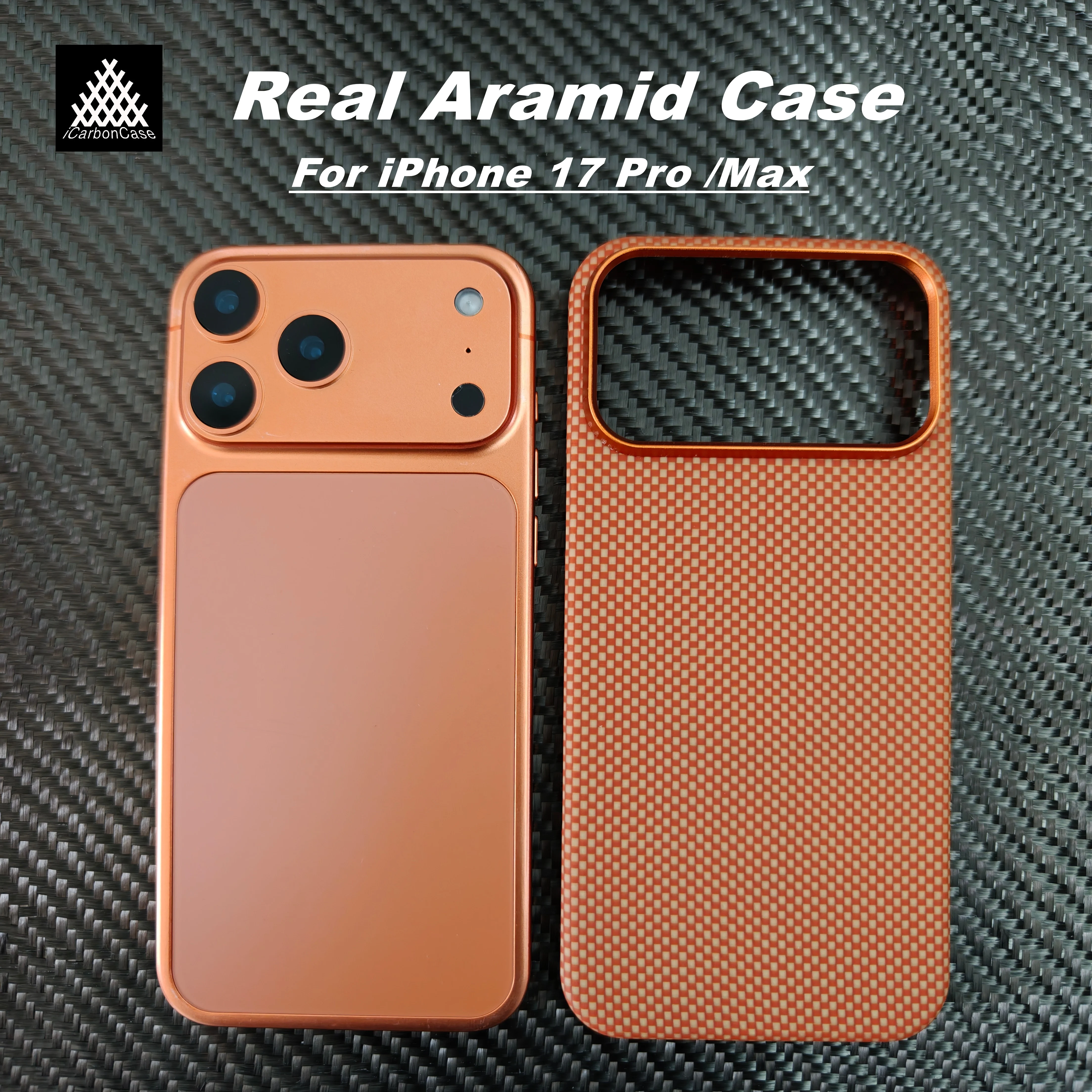 

Оригинальный оранжевый чехол из арамидного углеродного волокна с магнитной зарядкой для iPhone 17 Pro Max 17Pro с MagSafe и металлической рамкой для камеры