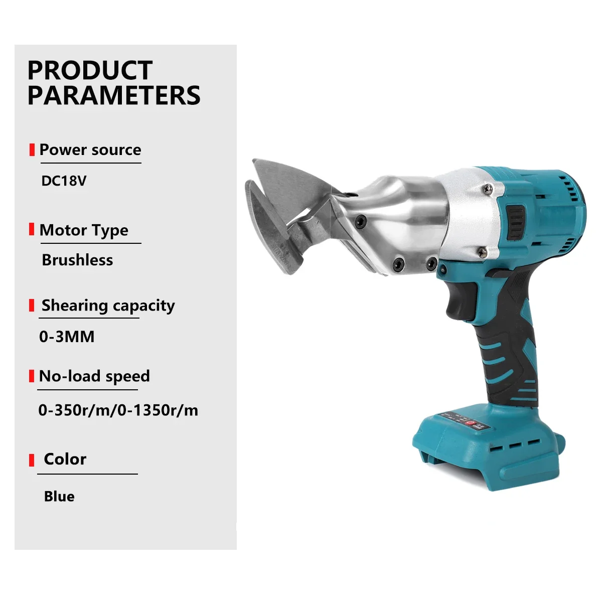 

18V Cordless Electric Iron Scissor Metal Cutting Tool Iron Shear Sheet Cutter Scissor Carbon Steel Cutter