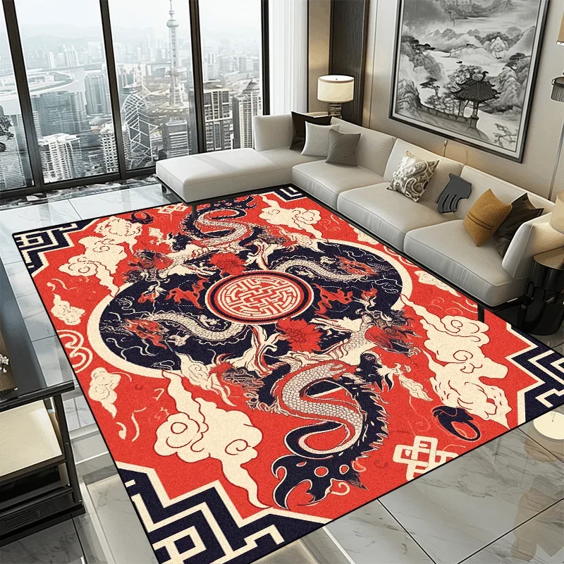 Retro Luxury Black Carpet Living Room Large Size Rug Non-slip Coffee Tables Mat Home Decoration Bedroom Lounge Rug Tapis Salon