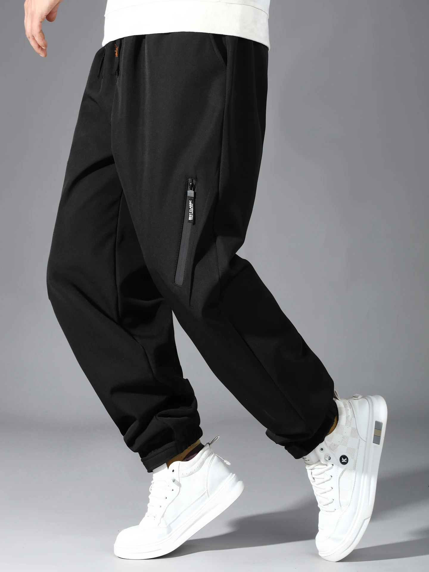 

Мужские зимние утепленные рабочие брюки большого размера с эластичным поясом, повседневные свободные брюки из водонепроницаемой полиэстеровой смеси