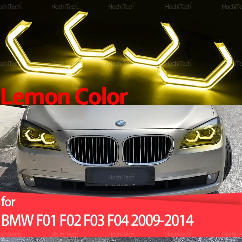 

For BMW 7 Series F01 F02 F03 F04 2009-2014 Crystal M4 Style Lemon Yellow Ring Angel Eyes LED White Headlight Light Rings Kit DRL