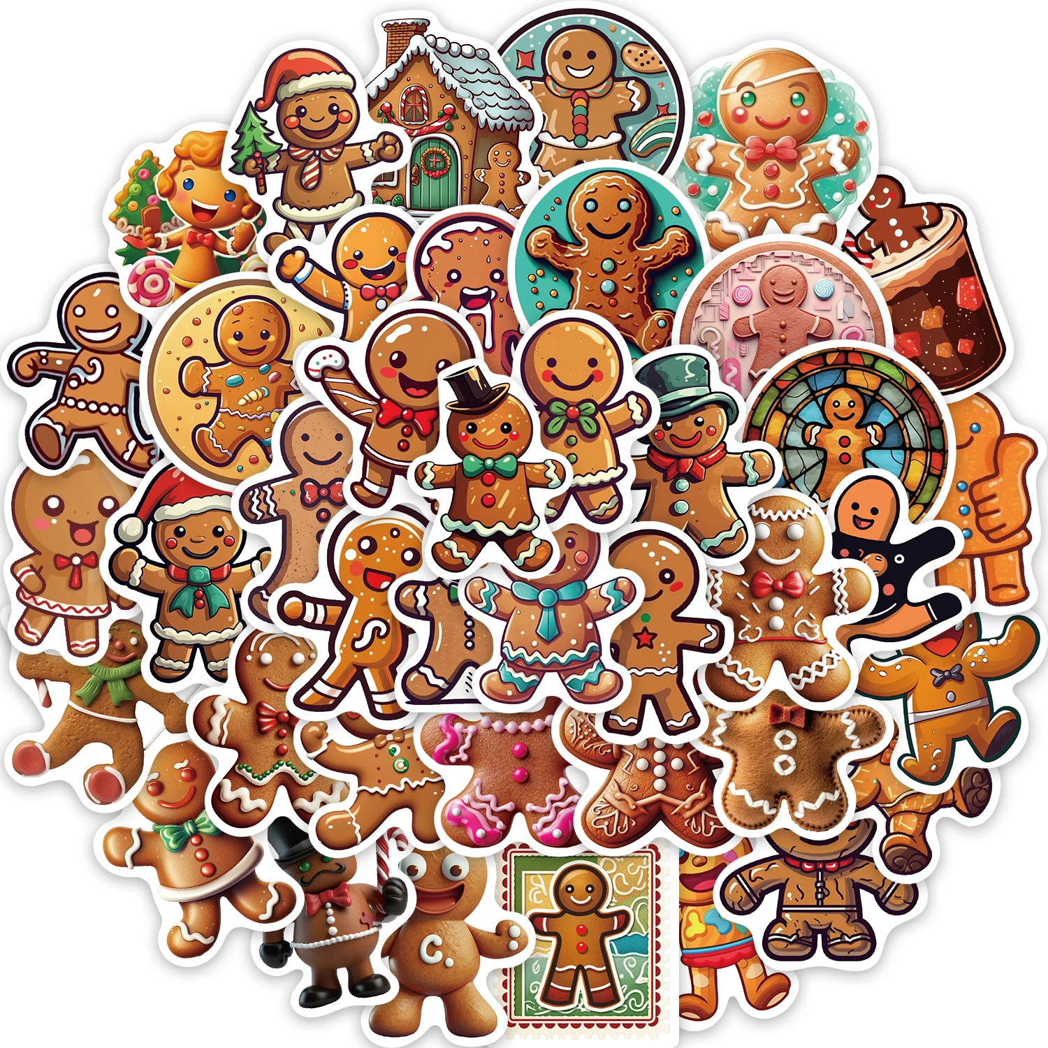 50 Uds. De pegatinas de hombre de jengibre de dibujos animados, funda de teléfono DIY, portátil, taza de agua aislada, pegatina de juguete de escritorio
