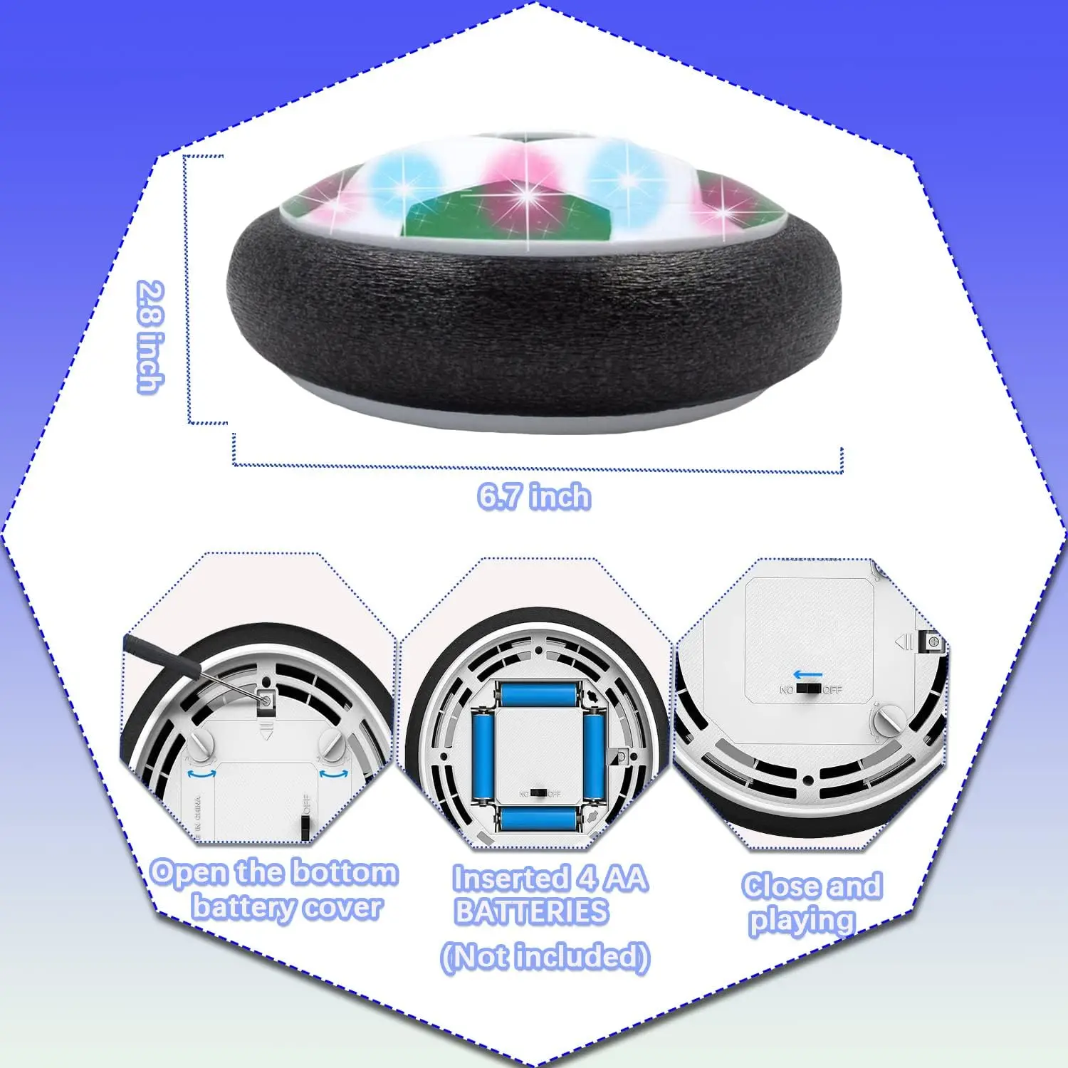 Balón de fútbol LED Hover, pelota de entrenamiento de energía aérea, juego de fútbol para interiores y exteriores, juguetes deportivos, regalos de cumpleaños para niños, fútbol