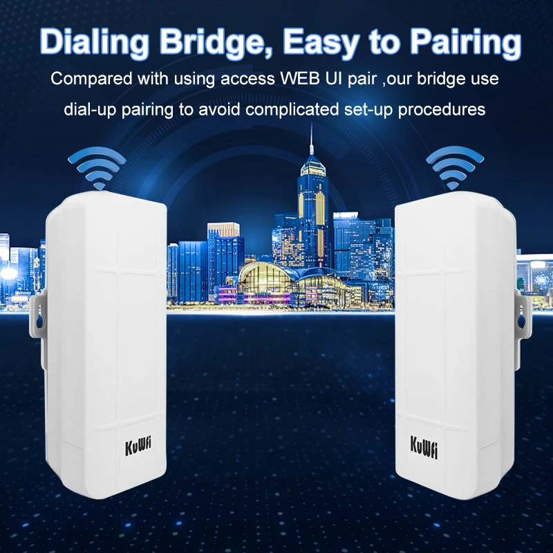 KuWFi Outdoor Wifi Router 300Mbps 2.4G Wireless Bridge Wifi Repeater Extender Long Range Point to Point 1KM AP For IP Cameras