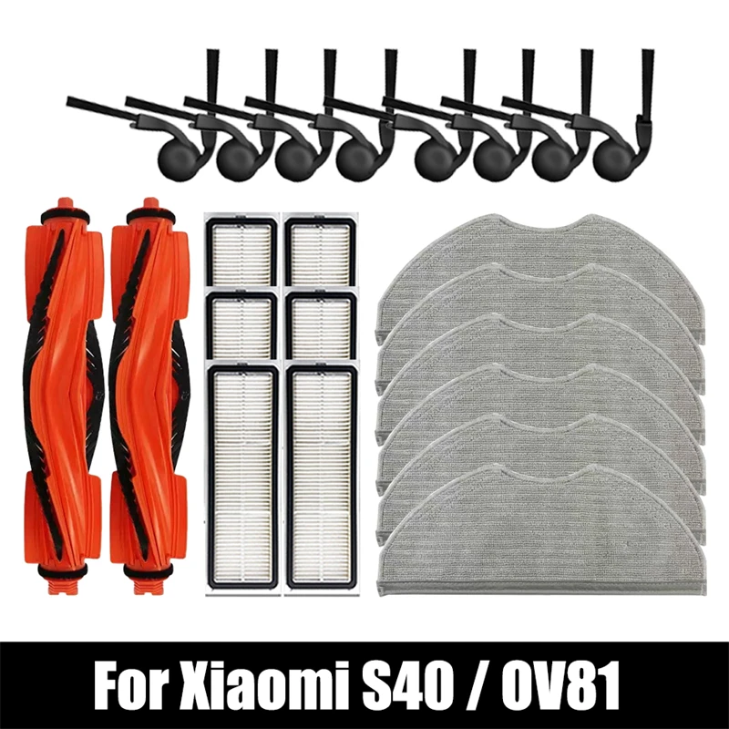 For Xiaomi S40 / OV81 Robot Vacuum Cleaner Accessories Main Side Brush HEPA Filter Mop Cloths Spare Parts