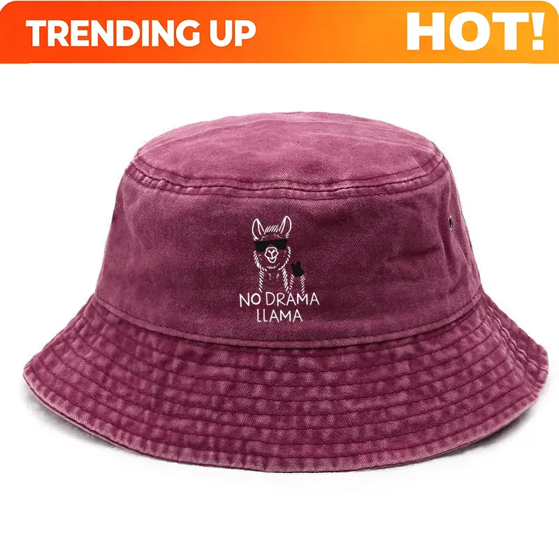 Customization No Plot Alpaca Adjustable Bucket Hat - Trendy Gray Streetwear, Cartoon Alpaca Design, Durable, Suitable For Year-R