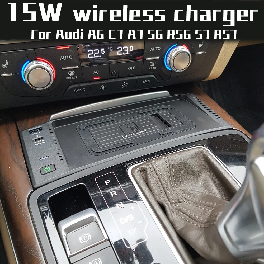 

15W Car wireless charger For Audi A6 C7 S6 RS6 A7 S7 RS7 2011-2018 Phone Fast charging Mobile Holder accessories interior