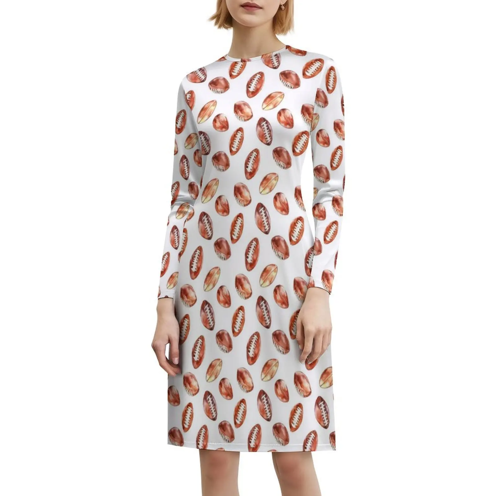 Robe de soirée élégante pour femmes, motif Frenzy de Football, aquarelle sportive, robe trapèze avec Options courtes/longues/sans manches