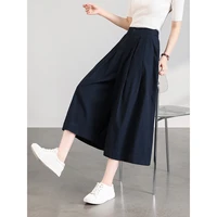 VIMLY Women's Wide Leg Cropped Pants 2026 Summer New Minimalist Commute Ruched Waist Design Loose Fit Casual Culottes A6206 - Image 5