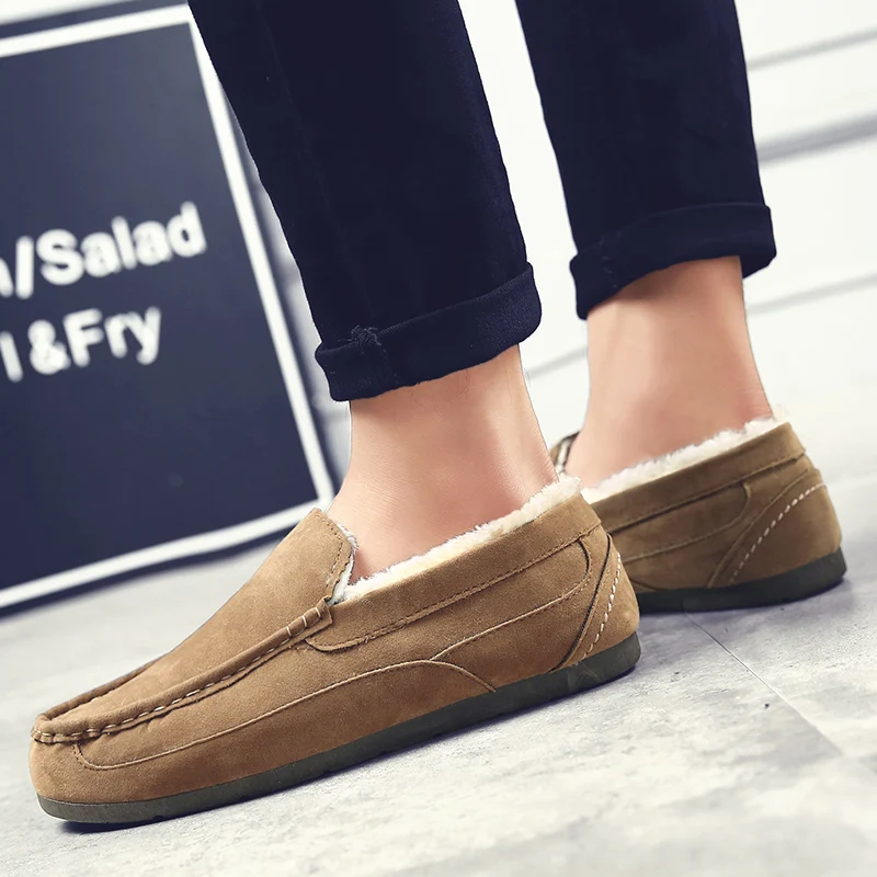 Winter Men Plush Warm Shoes Zapatos De Hombre Fashion Sneakers Man Casual Loafers Europe Brand Design Slip-on Flock Best Sellers