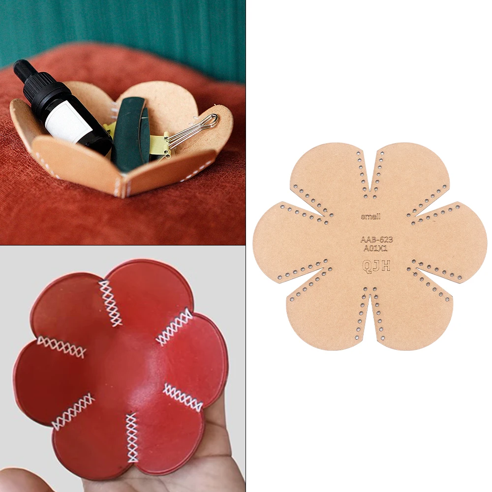 DIY Sewing Patterns, Kraft Paper Templates of Hand Quilting Leather Mini Six-Petal Flower Storage Bowl Stencils