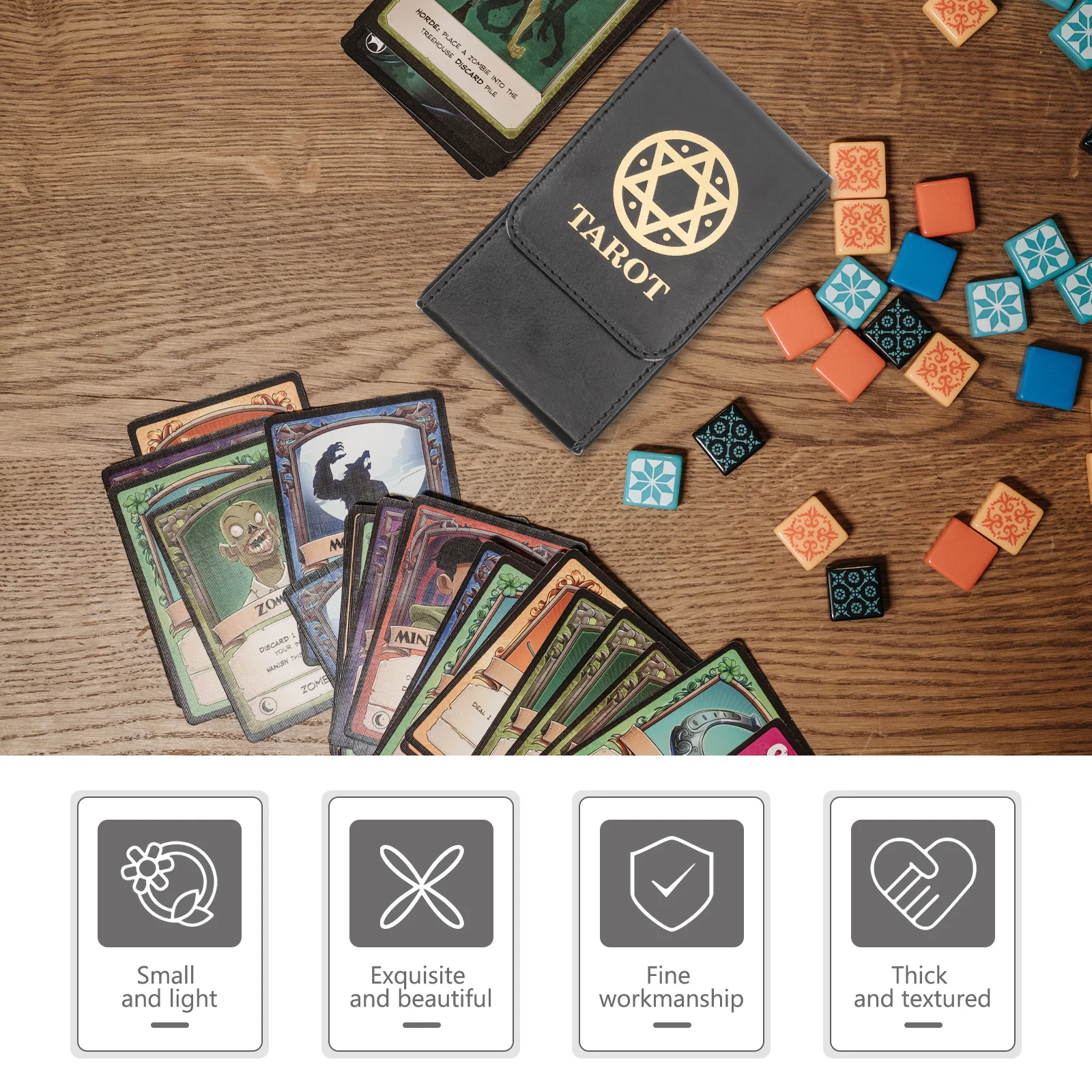 

Paper Card Storage Box Portable Pu Tarot Cards Holder Moisture Resistant Rectangular Container For Diary Envelope Postcard