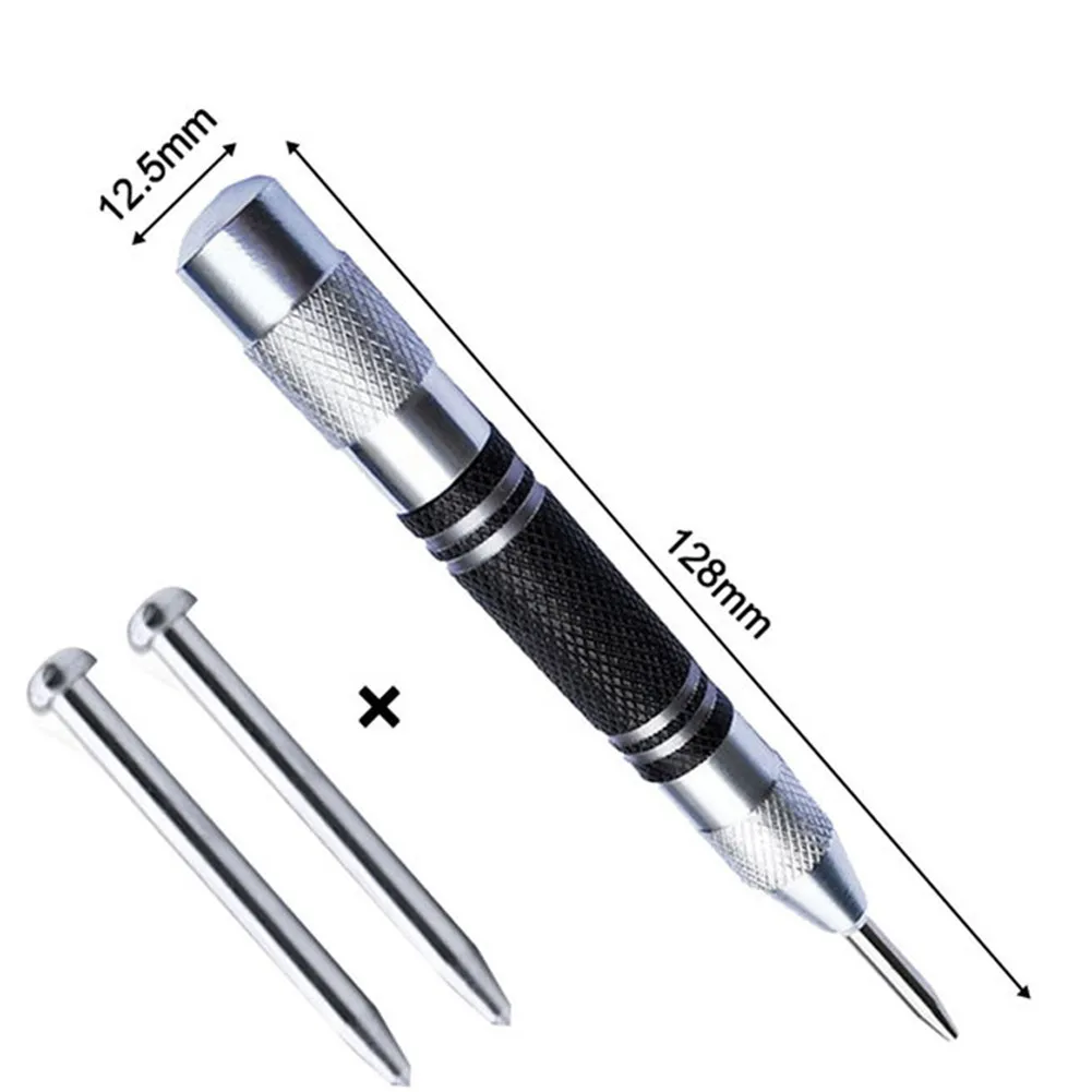 Automatic Center Punch Woodworking Carbon Steel+alloy Steel Dot Punch Non Slip Grip Spring Loaded Tool Adjustable