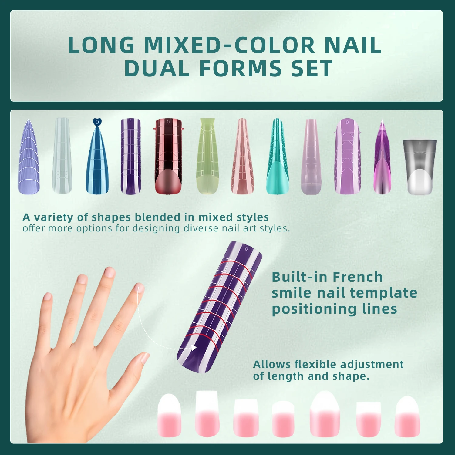 Nailpop Color Nail Dual Form Set Acrylic Extension Nail Forms Fake Nail Tips Gel Molds Full Cover Top Forms 288/120/122pcs