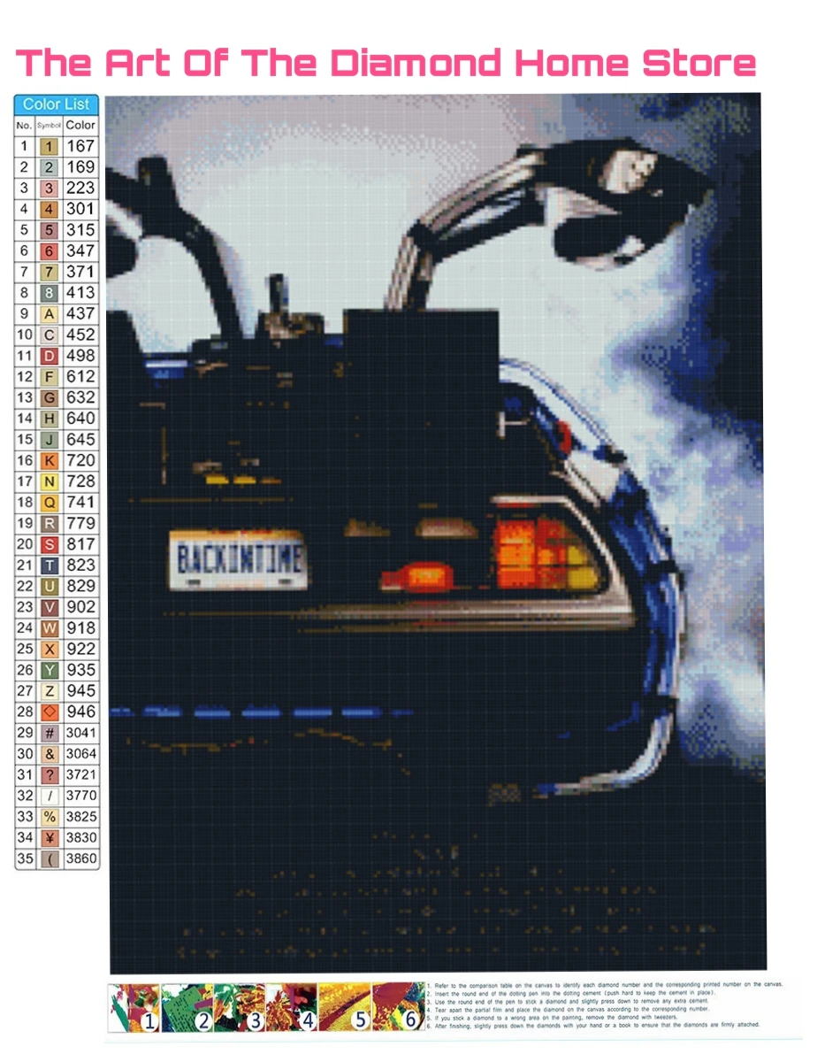 5D DIY AB Drills Diamond Painting Mosaic Back To The Future Movie Car Cross Stitch Embroidery Beads Rhinestone Wall Home Decor