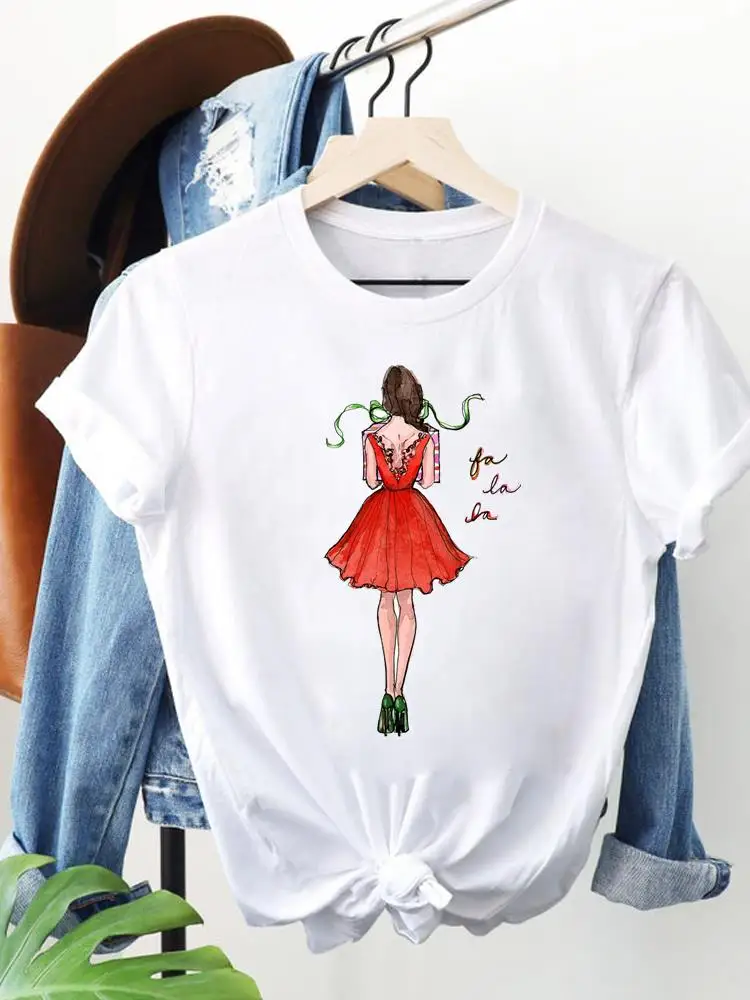 Fashion Festival Trend Cute 90s Women Graphic T-shirts Printing Clothing Merry Christmas New Year Print Short Sleeve Top Tee