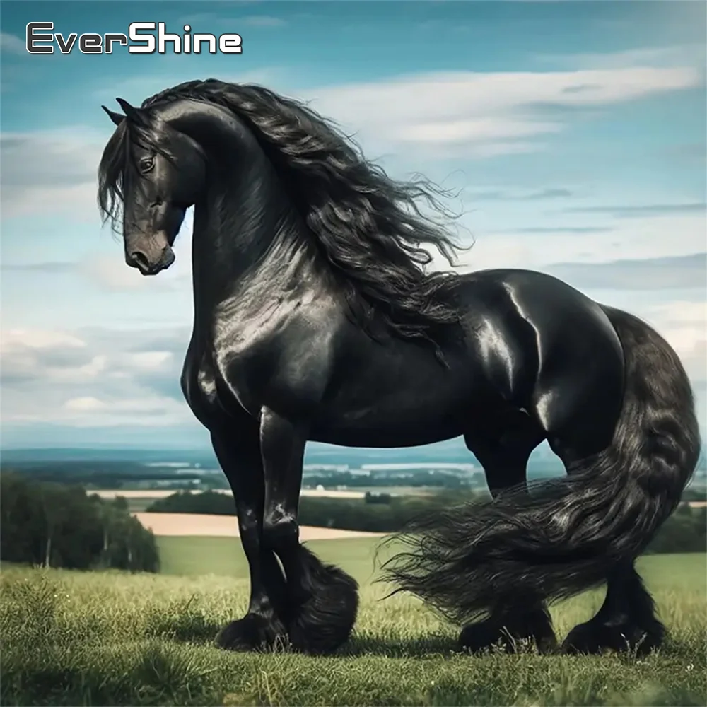 Evershine 5D-Diamantgemälde, Pferd, Tier, DIY, voll, quadratisch, rund, Diamant-Stickerei, geeignet für Anfänger, Mosaik, Heimdekoration