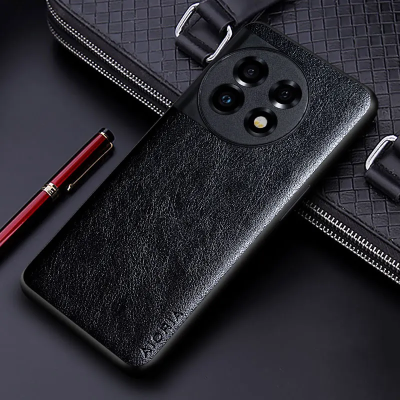 Luxury leather Case for Oneplus 11 11R 10T 10 Pro coque Business solid color Soft TUP&Hard PC Phone cover for oneplus 11 5g case