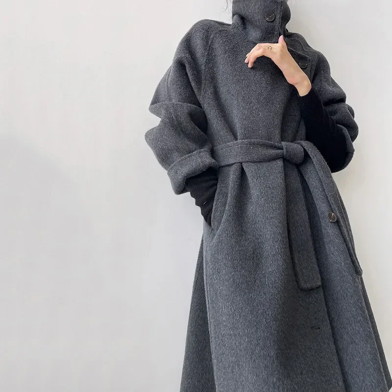 

Double-sided wool coat women's medium and long 2024 new version autumn and winter wool loose high-end over-the-knee woole