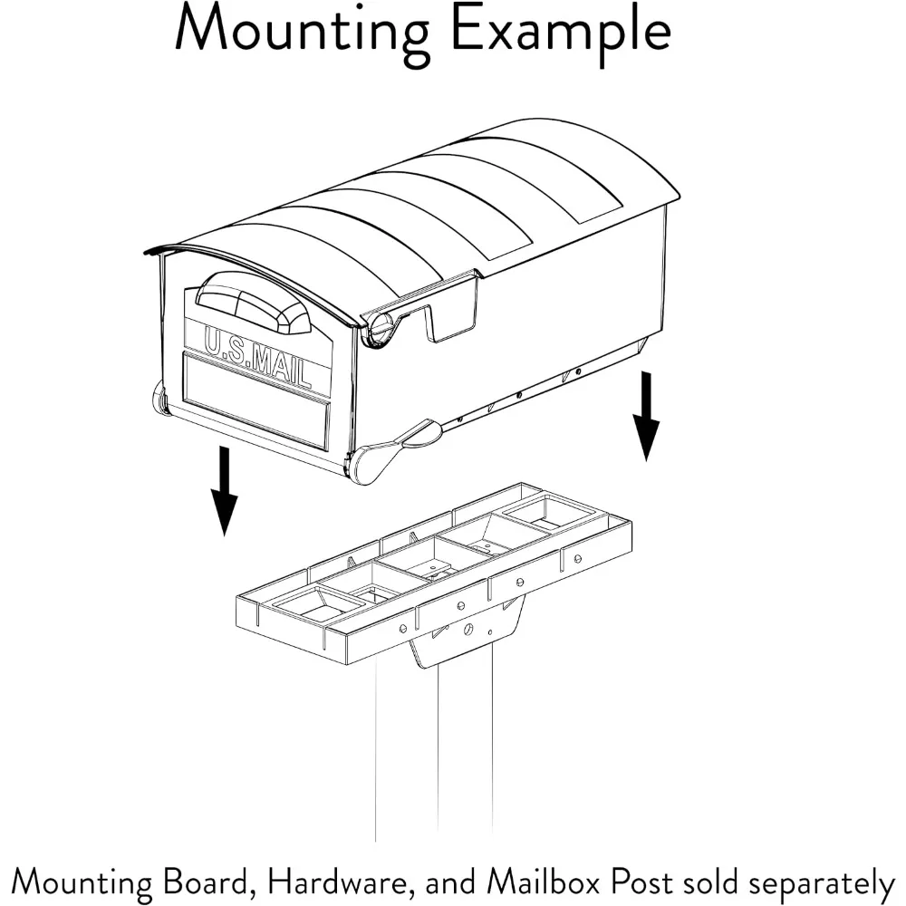 جبل طارق صناديق البريد باتريوت سعة كبيرة بلاستيك مقاوم للصدأ أسود، صندوق بريد ما بعد التركيب، GMB515B01