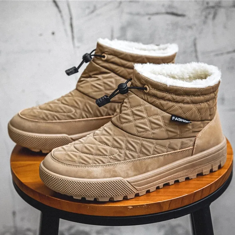 

Winter Mens Snow Boots Warm Fur Casual Cotton Shoes for Men High Quality Comfort Suede Elastic Band Ankle Boot Botas Para Hombre