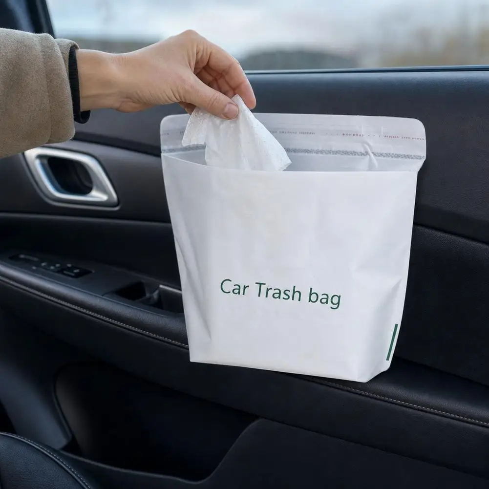 20Pcs Self-Adhesive Car Trash Bags Disposable Leakproof Garbage Bag Portable Auto Interior Cleaning Storage Organizer