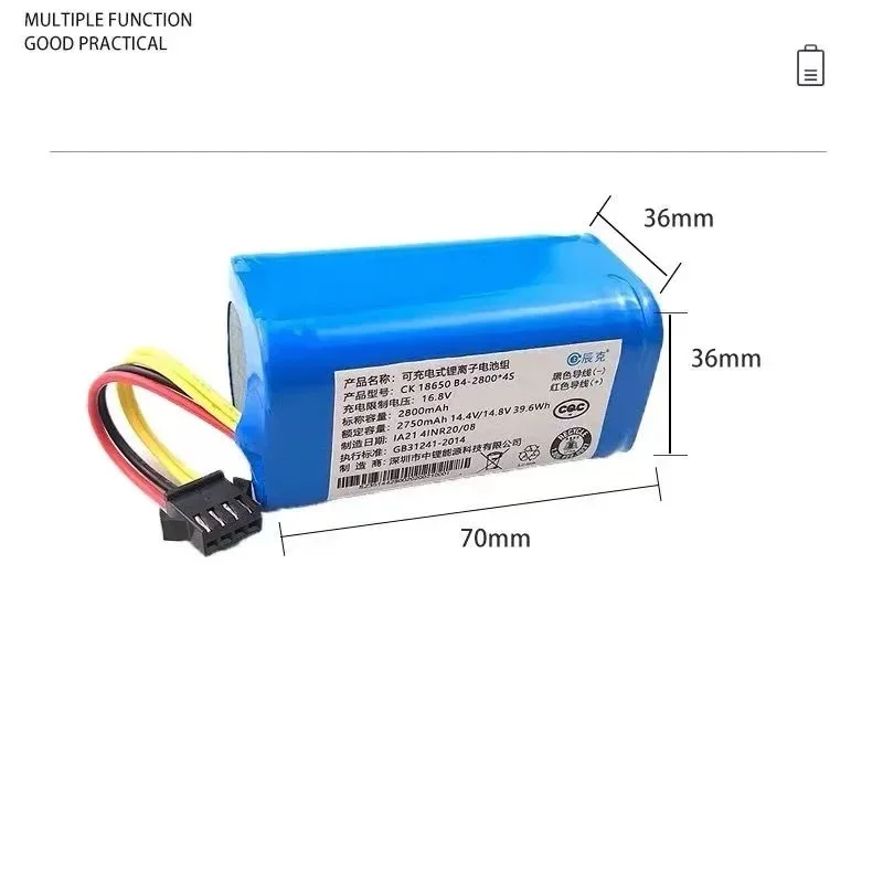 18650-4S1P 2600mAh 14.4V/14.8V Rechargeable Li-ion Battery for Haier Robot Xshuai HXS-C3 Robot Vacuum Cleaner Sweeper Batteries