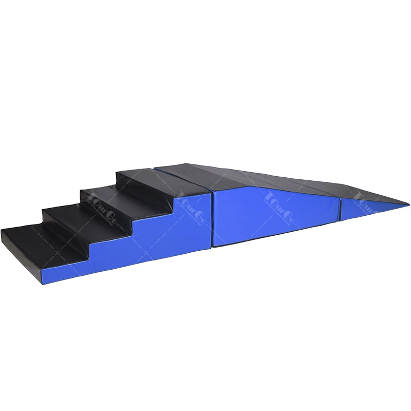 

Gymnastics Folding Wedge Mat Ninja Warrior Obstacles Parkour Fitness Equipment Hand Stand Walk Ramp With Stairs