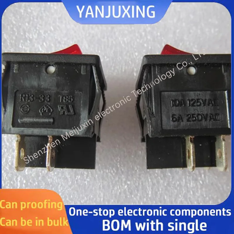 1PCS/LOT 21X24 R13-33 boat switch with lamp power supply 4-pin 2-position rocker arm switch 6A 250V