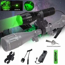 5000LM Green/Red/White Light Hunting Flashlight Tactical LED Torch +Remote Pressure Switch+Rifle Mount +18650 Battery+Charger