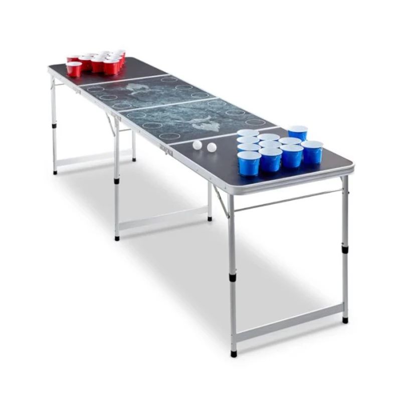 

8-Foot outdoor gaming furniture, durable foldable design, beer table tennis game, perforated aluminum folding beer table