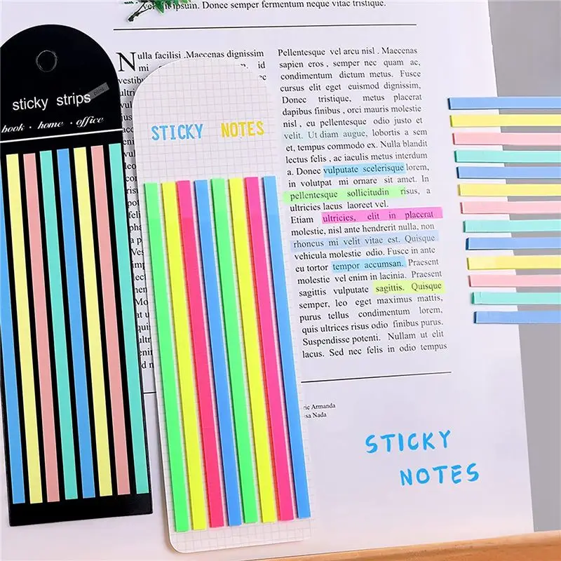 AA14 1280 PCS Highlighter Tape,Transparent Sticky Long Page Markers Tabs,Morandi Neon Clear Highlighter Strips Flags Stickers