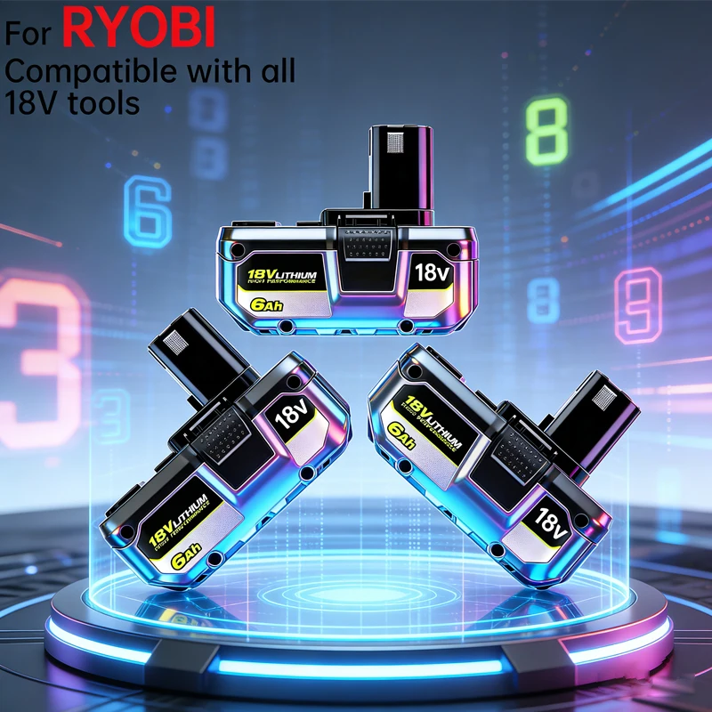 

NEW RYOBI 18V ONE+ 6.0Ah High-Capacity Lithium Battery, 2025 Upgrade for Long Runtime with All ONE+ Series Cordless Power Tools