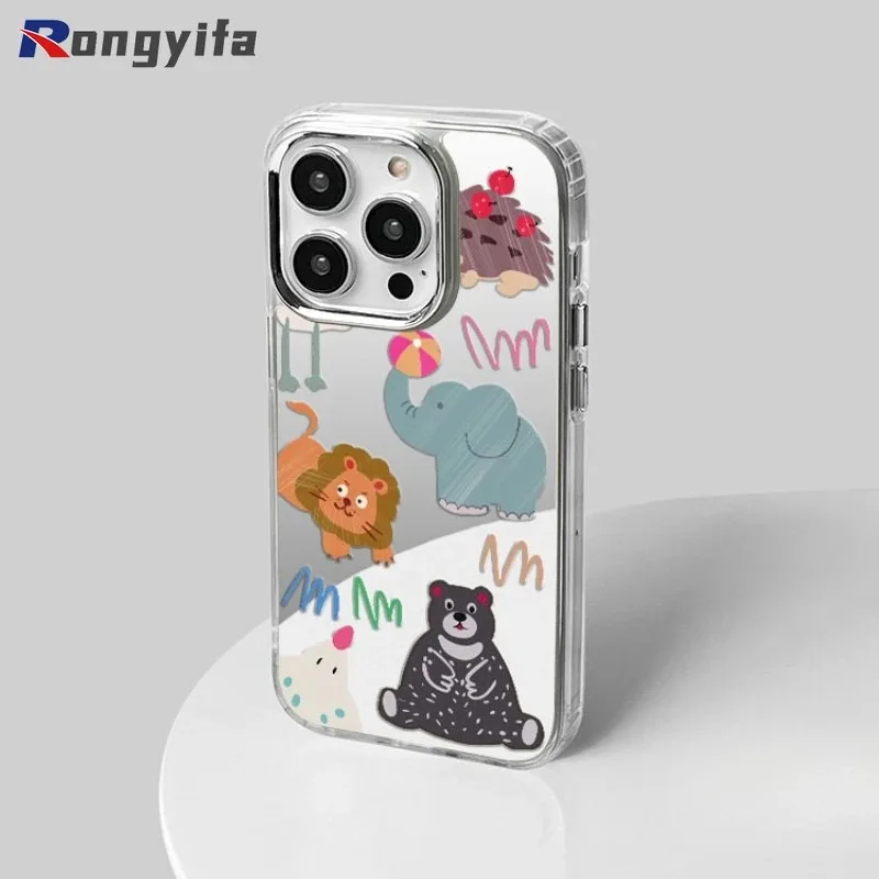 لطيف الحيوان مرآة جراب هاتف ل ممن لهم A38 A35 A33 A31 A18 A17K A15S A15 A12E A11K A9 A8 A7N A7X A5S A3S F9 برو مضحك غطاء