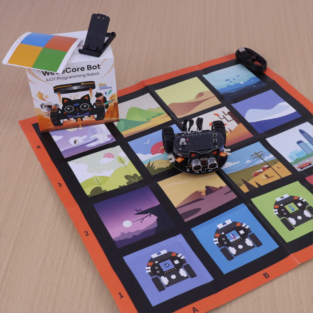 WeeeCore Bot Innovative AI IoT Coding Learning Toy with ESP32 STEM Education Draw Robot Voice Control Compatible Scratch Python