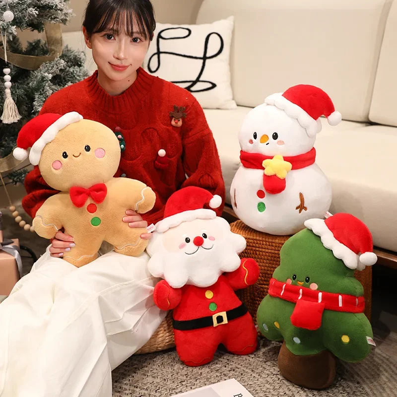 16/40cm Christmas Plush Doll Lovely Gingerbread Man Snowman Santa Claus Tree Cute Stuffed Figure Collectible Holiday Gift