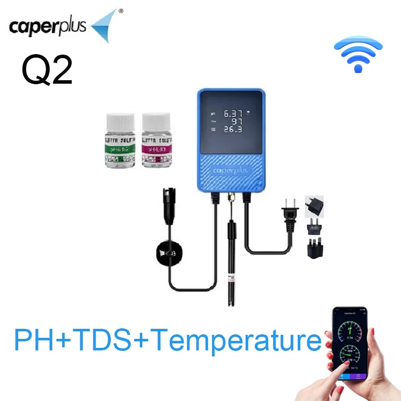 Caperplus Q2 PH TDS Temperature WIFI Monitor Aquarium Detector Digital Fish Tank Water Quality Check Pen Tester Controller Meter