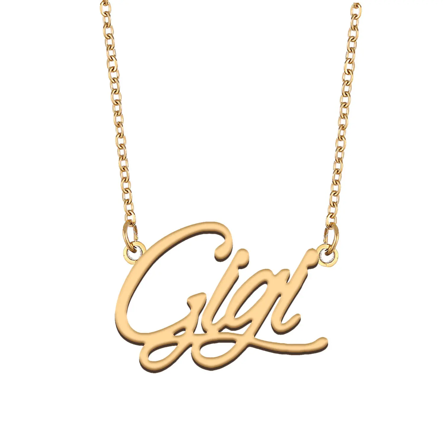 

Gigi Name Necklace for Women Stainless Steel Jewelry Gold Color Nameplate Pendant Collares Para Mujer Letters Choker