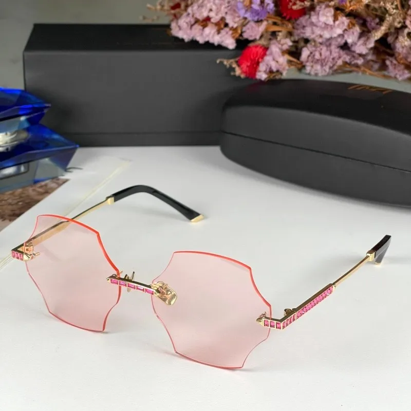 TITANIUM Brands Irregular Rimless Diamond-Embedded Women's Sunglasses - High-Quality UV Protection Fashion Shades